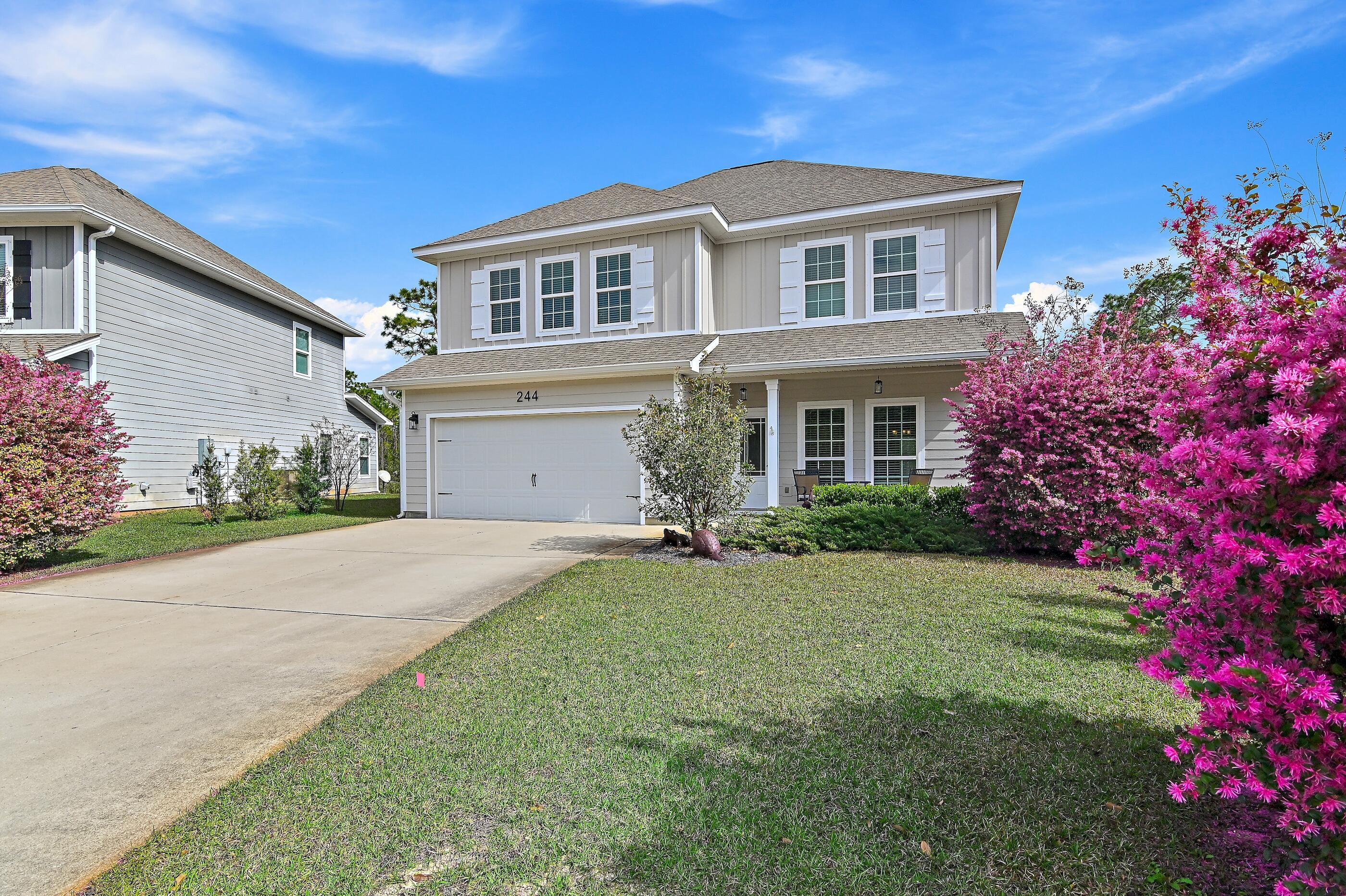 Meticulously Maintained 4-Bedroom, 3-Bath Home in Bayfront Gated Community with Pool *Experience the perfect balance of privacy, nature, and convenience in this builder-owned, meticulously maintained home, located in the sought-after bay-front community of Eagle Bay Landing. This gated neighborhood features a community pool and a planned bay access via a scenic boardwalk (currently in permitting), offering a unique waterfront lifestyle.Tucked away for exceptional privacy, this home backs up to the tranquil state forest in the rear and faces a neighborhood preserve in the front. Inside, a thoughtfully designed layout creates a seamless flow for modern living. The open-concept kitchen, dining, and family room provide an inviting space for gatherings, while an upstairs second living area adds flexibility for entertaining, a playroom, or a quiet retreat. The primary suite is conveniently located on the first floor, complete with a spacious walk-in closet and ensuite bath, while three additional bedrooms surround the upstairs living space.
Ideally located just minutes from Topsail Hill Preserve State Park, Grand Boulevard, the proposed Planned Unit Development by the Howard Group, top-rated medical facilities, shopping, dining, and entertainment, this home offers both serene surroundings and everyday convenience. Don't miss this incredible opportunity to own in one of the area's most desirable communities!
All information is believed to be accurate but should be verified.