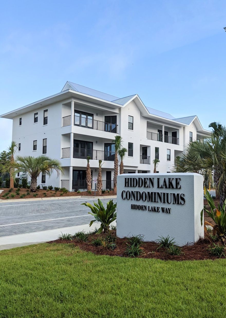 Built in 2020 Hidden Lake was ideally planned to sit on the infamous 30A near two beach accesses and multiple shopping and dining options. ''The Jewel Box'' as this condo is referred to is very special. The newly decorated second floor end unit exudes relaxation and tranquility. The layout is ideal with an inviting entry, large open entertaining space, and a well stocked kitchen. The unit has three full bedrooms and two full bathrooms with a large expansive balcony that offers lots of outdoor space to relax and visit with friends and family. The primary has a king bed, a walk in closet and it's own ensuite bath. The 2nd guest room is also beautifully decorated with a king bed.This bedroom shares a full bath with the 3rd guest bedroom. This room has both a full and a twin bed. This unit This condo has never been short term rented. It is ideal for a full or second home for someone who wants to live the dream of being a short walk to the sugar white beaches of the Emerald Coast. There's a Zero Entry pool, a gym, and a grilling area. You'll love being close to restaurants like Shunk Gulley and PaPa Surf. The Gulfview Heights Beach access has plenty of parking is right across the street and Shell Seekers Cove is easily accessible as well. Come see what makes this "Jewel Box" condo so special.