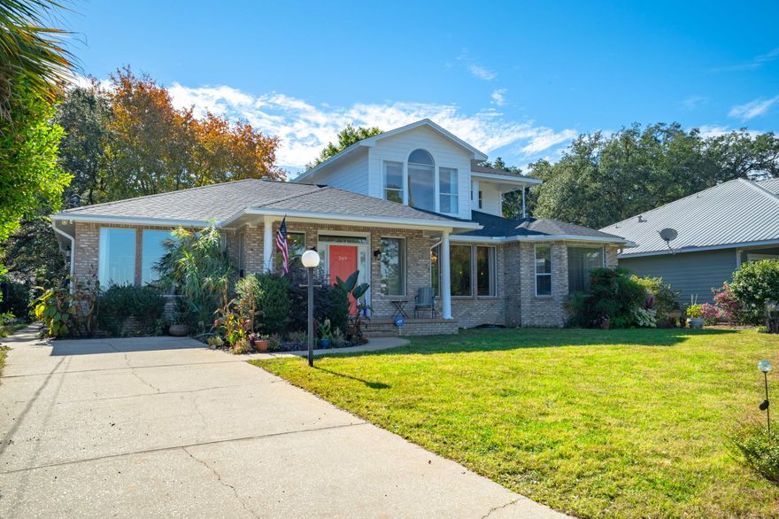 You have to see this waterfront home! Sitting on one parcel containing 3 lots (.63 of an acre,) there is room for the whole family with endless options to suit your needs. Conveniently located close to the East Gate of Eglin Air Force Base, VPS airport & multiple parks, one having a boat ramp. You can access the front of the property from S. Bayshore and also the rear from Grandview Ave! The home sits high up with elevation overlooking Toms Bayou, known for its deep water. The right side of the dock conveys with the sale and the left side belongs to the next door neighbor. Multiple outdoor spaces, gardens and patios are very inviting with 2 fire pits. Over-sized 2 car garage, plenty of parking, bring your toys, there is room for an RV!