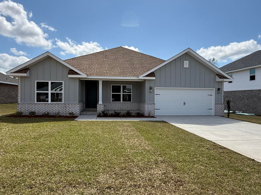 Beautiful 4-bedroom,2-bath home with 2100 sq ft. Three- sided brick with Hardie front and irrigation system. Luxury plank in main areas, carpet in bedrooms. Spacious kitchen with shaker cabinets, granite or quartz countertops, black hardware, island, and formal dining room. Master suite features trey ceiling, double vanity, garden tub, and separate shower. Covered back porch, stainless appliances, elongated toilets, and modern fixtures. All-electric with 10-year bonded builders' warranty. Located in desirable area with A-rated schools.