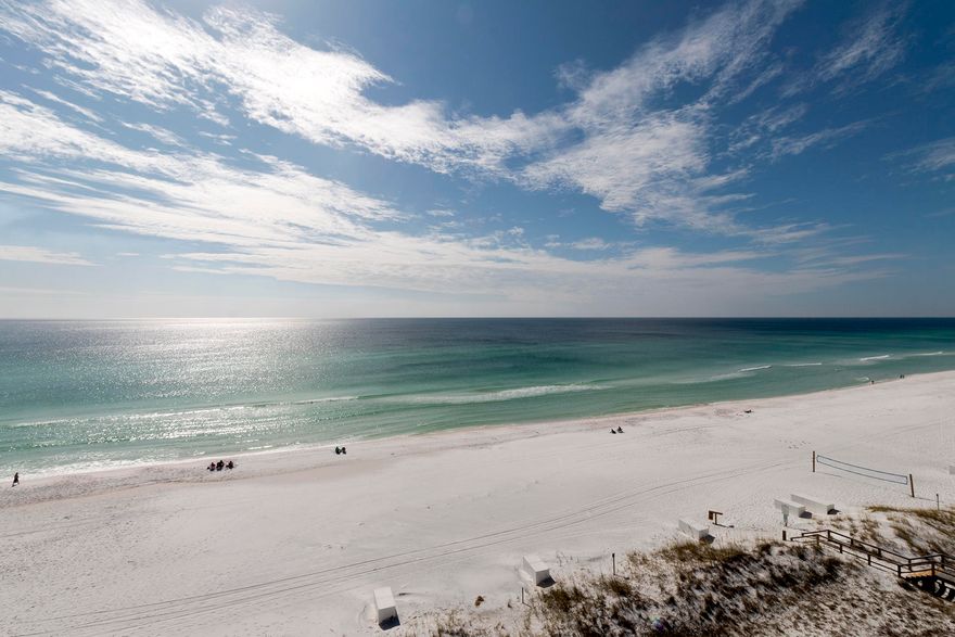 Gorgeous 2BR/2BA, 1,280SF Condo with amazing panoramic Gulf View. This 7th floor condo has coastline views from Destin to Panama City. Walking into this condo you are greeted by breathtaking views and wonderful dcor. This condo is being sold fully furnished with a few exceptions. The kitchen features granite countertops, custom cabinetry, hidden refrigerator, and breakfast bar. The living room features coastline views, wet bar, & balcony access. The master suite has private access to the balcony, updated bathroom with double vanity & large walk-in shower. Other features include a second bedroom, dining room, owners closet, utility closet with washer/dryer and large 50Ft balcony directly on the Gulf. Don't miss this rare opportunity to own one of the front units at Mainsail.