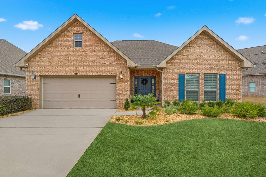 Experience the coastal charm of Point Washington in this well-maintained, single-level home that is minutes from the sugar-white sands of 30A and situated on a 0.29 lot. Enjoy relaxed Florida living from the inviting screened porch or create your own backyard retreat-- there is plenty of room for a pool! Located in the desirable Peach Creek community, this home offers the perfect balance of quiet living and convenience. Residents enjoy proximity to schools, restaurants, boutique shopping, golf, and beaches, with iconic Seaside just five miles away. The neighborhood is known for its friendly atmosphere, seasonal food trucks, holiday traditions, and a newly added walking path-- ideal for outdoor activities. This well-designed Graham floor plan features neutral finishes throughout, including hardwood flooring, granite countertops, crown molding, and tray ceilings. The kitchen has stainless-steel appliances, a large island with seating and storage, a spacious pantry, and a bright breakfast/dining area. 

The primary suite includes an en suite bath with garden tub, separate tiled shower, double vanity, and a large walk-in closet. Two guest bedrooms are situated separately for added privacy, along with two hall closets providing extra storage. 

Additional features include smart home technology with a smart lock and doorbell camera, a dedicated laundry room with washer and dryer, full irrigation system, RV outlet, expansive backyard with palm trees, and a two-car garage. Move-in ready and ideally located, this home offers comfort, space, and easy access to everything Point Washington and 30A have to offer. 

Schedule your showing today and enjoy life in one of the Emerald Coast's most welcoming communities. Furniture is negotiable. Buyer to verify all information deemed important. 