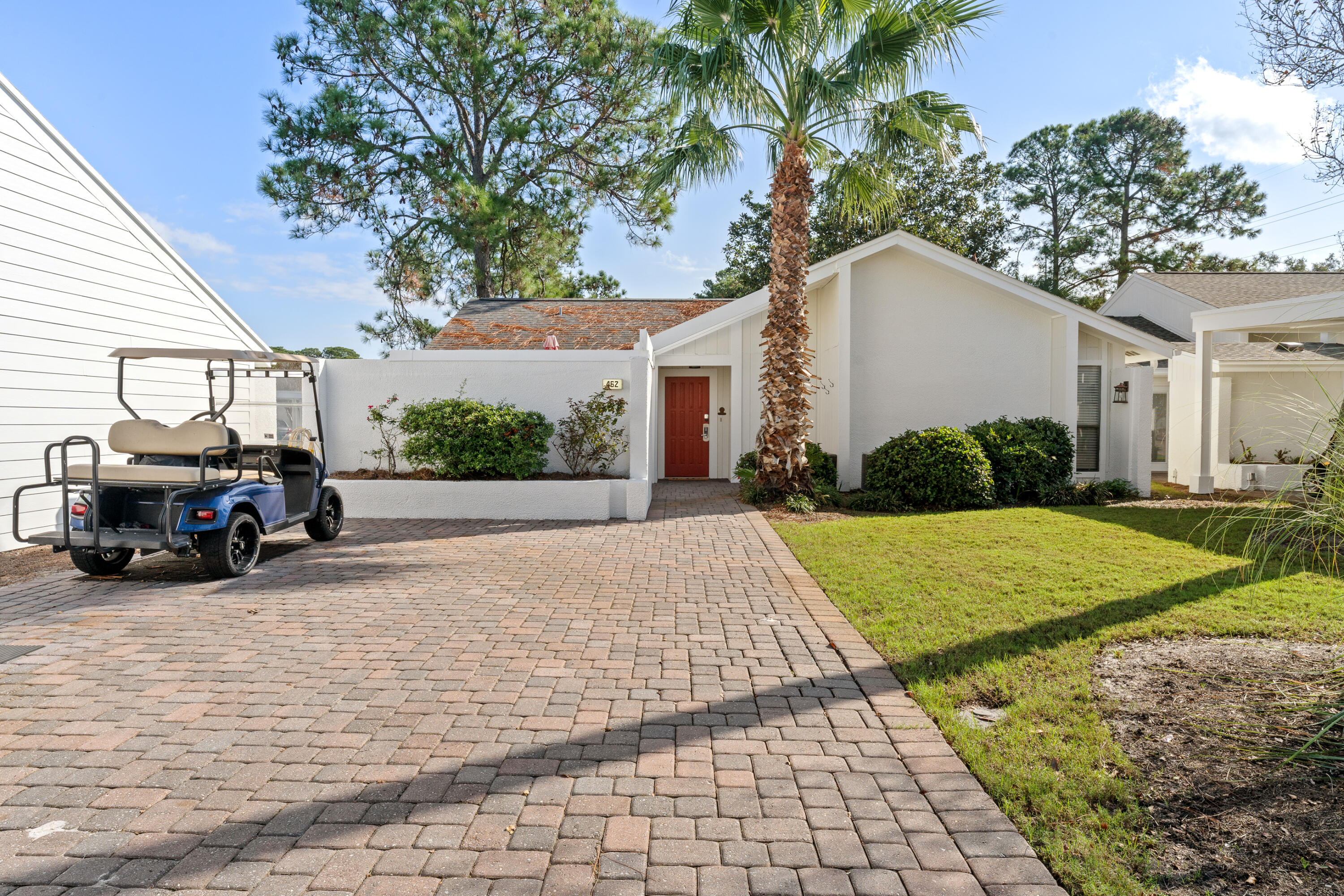 A freshly painted, 2 bedroom, 2 bath, ONE LEVEL adorable Florida cottage including a 4 seater golf cart located in a quiet cul de sac within Sandestin. Furnished in a coastal/nautical vibe and boasting a newer a/c and hot water tank, Linkside Village is conveniently located near the newly reconstructed SOA pool. This floor plan could be expanded to create a 3rd bedroom, add a sunroom or screened porch. PRICED TO SELL and TURN KEY READY! Sandestin Golf and Beach Resort features more than seven miles of beaches and pristine bay front, four championship golf courses, 15 world-class tennis courts, a 226-slip marina, a fitness center, spa and celebrity chef dining. Shop, dine and play at the charming pedestrian village, The Village of Baytowne Wharf and more. Inside the gates of the resort, residents enjoy a balanced lifestyle of high-class living, spanning the 2,400 acres from the beach to the bay. Everything within the gates of the resort is accessible by golf cart or bicycle. The entire resort is interconnected by miles of pedestrian, bike and golf cart paths that weave through groves of live oaks, meandering past natural lagoons, fountains, man-made lakes, and meticulously landscaped fairways.