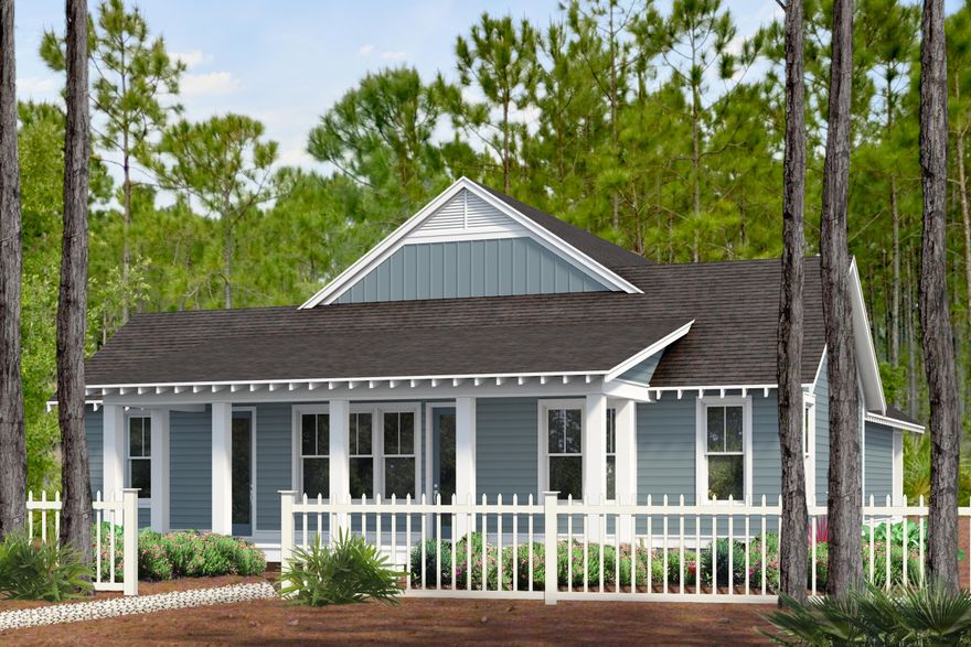 Entered for comp purposes only. The Ficus floor plan, 4 bed, 3.5 bath, with a 2-car side load garage, and carriage house. This home features Quartz countertops throughout, Luxury Vinyl flooring throughout, crown molding throughout, 10' ceilings, under cabinet lighting in kitchen with stacked glass cabinets,  gas stub out with a poured pad for your BBQ grill just out side your screened porch plus front porch gas lantern. Watersound Origins is a family friendly community with golf course, pool, exercise room, canoe/kayak launch at Lake Powell and much more!