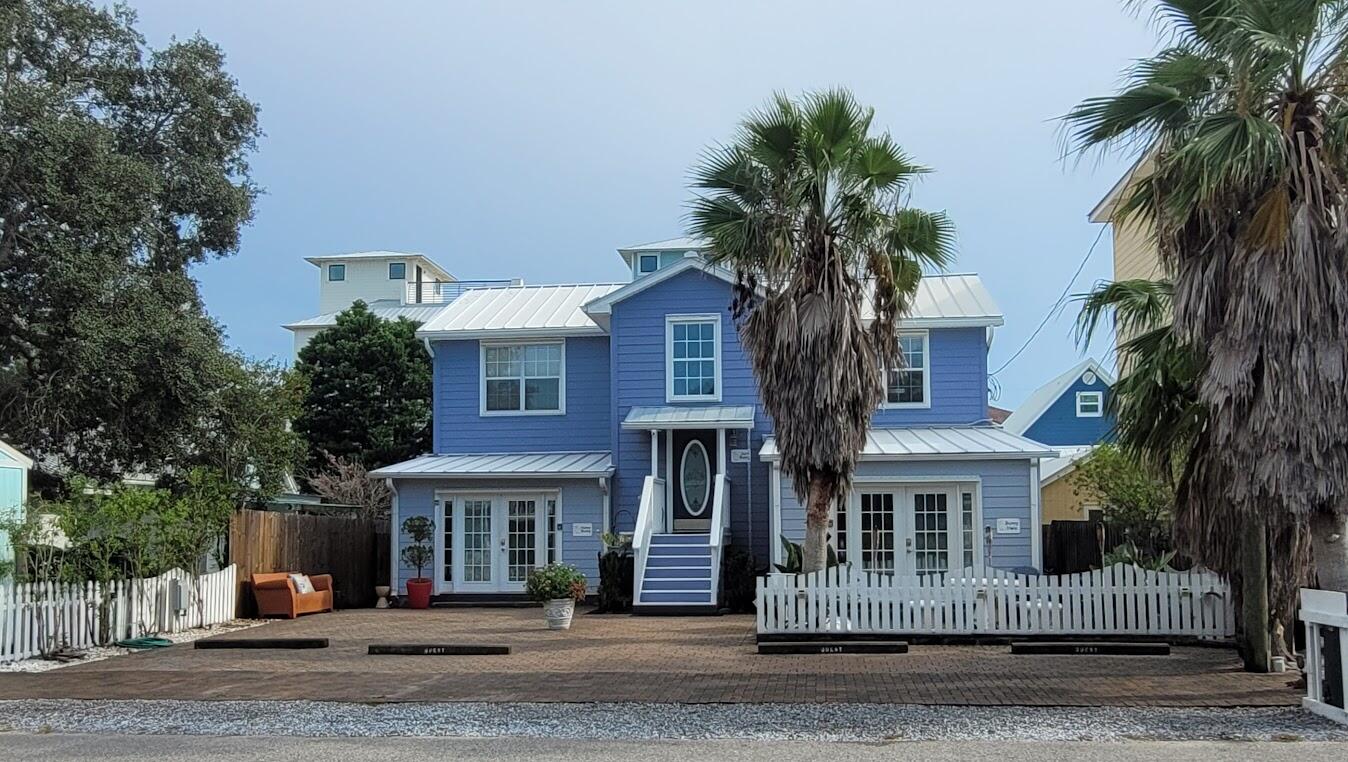 STEPS TO THE SAND. Ultra-Flexible 4BR/4.5BA unicorn in a classic Frangista Beach. 5-min walk to the deeded beach access.  Currently formatted in 3 sections: Downstairs 1BR/1.5BA currently used as a owner's residence + a rental Studio. Upstairs: a 2BD/2BA rental apartment. Each section has it's own entrance, kitchen , HVAC & hot water system & outdoor areas. Live in part while you rent part or rent it all. All HVAC & water heaters plus 200/100 amp panels replaced w/i last 4 years. 7-vehicle parking & EV charger. Full pavers - no grass. FULL RV HOOKUP (30a,/50a, water/sewer). Large cooled storage area in back. Rental sections convey turnkey furnished and rental ready. Residence section will be partially with wall mounted TV's.  785 5-star Airbnb reviews. DEEDED BEACH ACCESS & NO HOA.