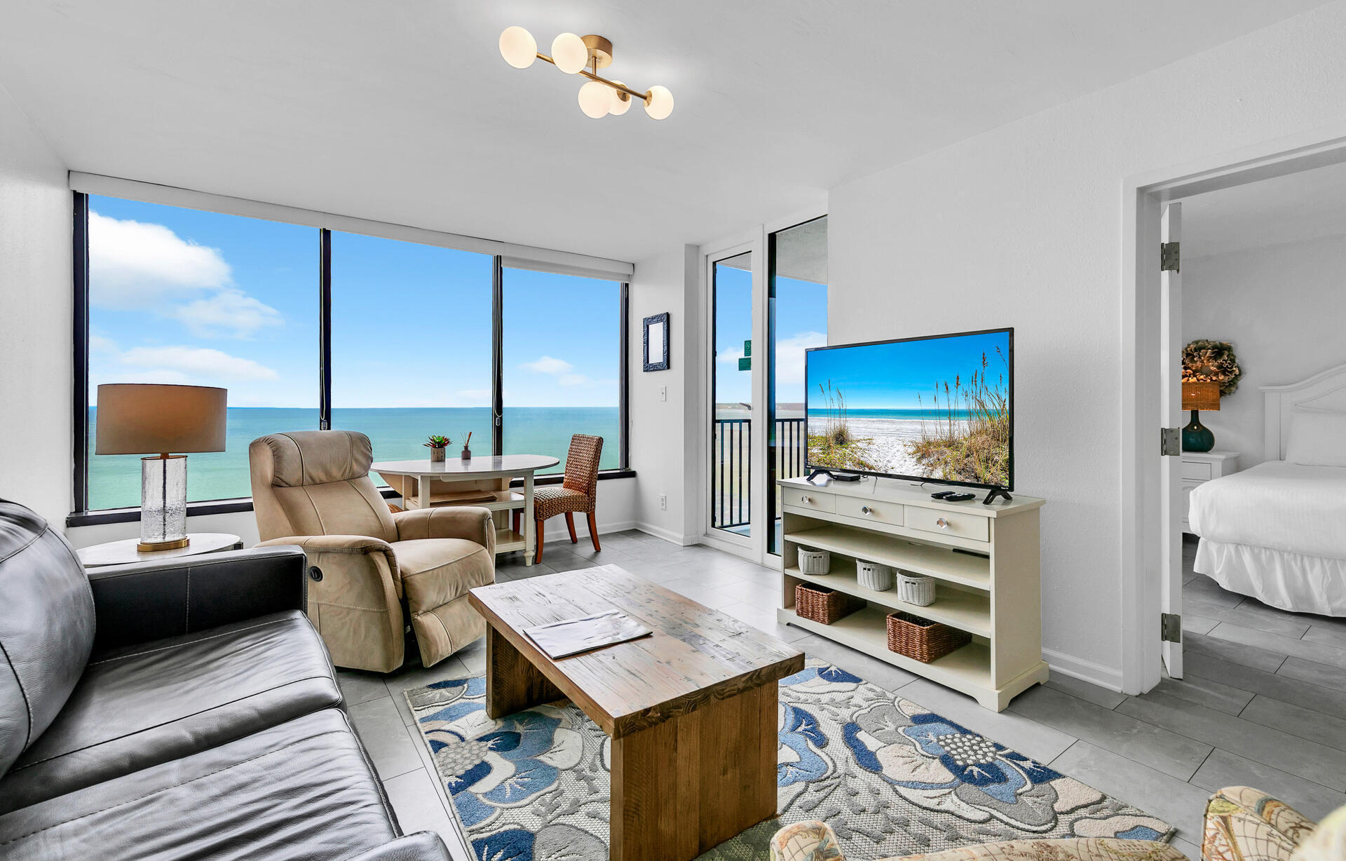 Stunningly renovated 1BR/1BA condo at Bayside in Sandestin Golf & Beach Resort. This bayfront condo boasts 180 degree views of the Choctawhatchee Bay. New tile flooring, leathered granite in the kitchen, quartz in the bathroom, custom wood soft close cabinets, massive tile shower with built-in bench. New faucets throughout (TOTALING $40K IN UPGRADES). This corner end unit has panoramic views and complete privacy with access from the living room and bedroom. Owners enjoy the pool on the bay, easy beach access, and proximity to restaurants and shopping. Condo being sold fully furnished. Short term rentals allowed.