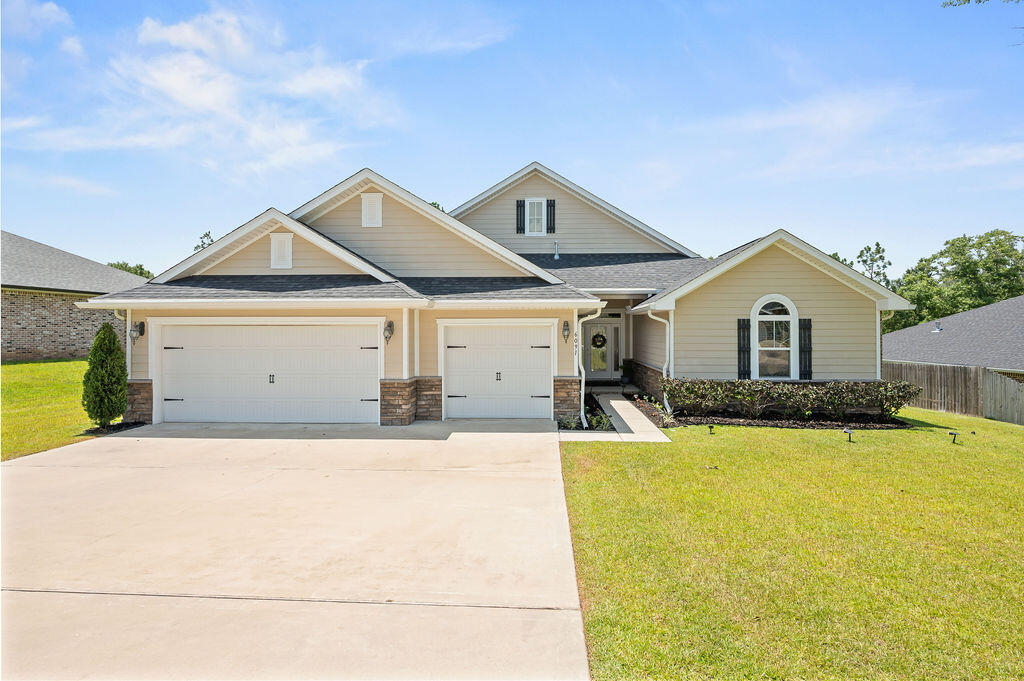 Welcome to this stunning home located in the desirable Nature Lake neighborhood--where tranquil living meets modern convenience. Enjoy access to a serene 28-acre private lake and a future community nature path, perfect for morning walks and weekend relaxation. This thoughtfully designed home features a split floor plan offering exceptional privacy, including two spacious master suites, two additional bedrooms, and three full baths plus a convenient half bath--ideal for guests or a growing household. Open-concept living space boasting 10-foot ceilings, updated luxury vinyl plank flooring, and a large living room that flows seamlessly into a bright breakfast nook and a stylish kitchen, equipped with stainless steel appliances, granite tops, tile backsplash, and a large walk-in pantry. Additional features include:
Three-car garage for extra parking or storage.
Durable brick and Hardie Plank exterior for low maintenance.
2x6 exterior wall construction for enhanced energy efficiency.
A covered rear lanai, ideal for outdoor dining or relaxing.
Don't miss this opportunity to own a spacious, well-appointed home in one of the area's most picturesque communities. Schedule your showing today!