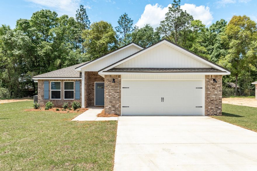 YES-YES-YES to CLOSING COST assistance - CALL TO INQUIRE & SEE IF YOU QUALIFY FOR 4.99% PERMANENT FIXED RATE BUYDOWN - UNTIL END OF SEPTEMBER ONLY (RESTRICTIONS APPLY) - REFRIGERATOR & BLINDS!  Complete package and move-in ready.  The ''Jackson'' plan has a spacious functional flow, featuring open family room/kitchen/dining.  The work island has bar seating, cozy dining nook, overlooking covered rear porch.  All appliances included, quartz countertops, white shaker style cabinets.  Owner's bath has double vanities, linen storage, generous walk-in closet. Split bedroom plan, luxury vinyl plank flooring in common areas, carpet in bedrooms.  Finished garage with pull down stairs for attic storage, fully landscaped yard with sprinkler system.  NO HOA - call to see today.