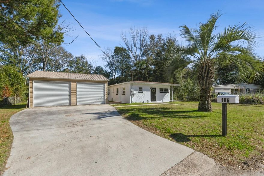 Renovated home from top to bottom with an effective year-built date of 2000! Newer LVP flooring, paint, plumbing, electrical, septic, HVAC, water heater, re-roof in 2020 and more! This solid concrete block home has 3 bedrooms and 1 bathroom with a detached 24'x24' garage. The kitchen features 'white lightning' granite, graphite single basin sink, stainless-steel appliances and wood shelves. Enjoy the spacious & flat backyard with a chain-link fence. Close to town and shopping but in the county to take advantage of lower property taxes! Schedule your showing today!