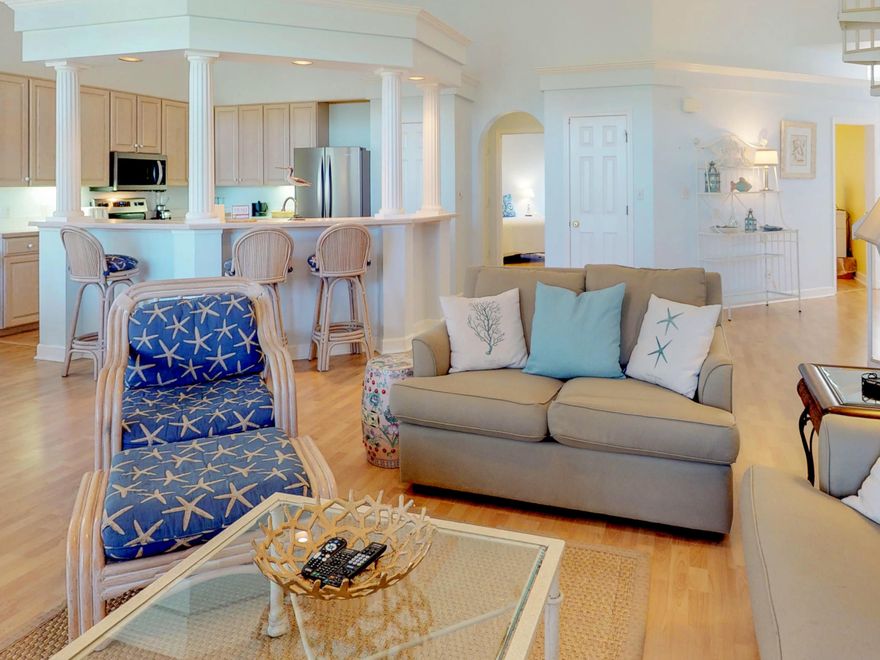 PRICE JUST REDUCED! BRAND NEW STAINLESS STEEL APPLIANCES INSTALLED SEPTEMBER 2018! THIS BEAUTIFULLY FURNISHED 4BR/3BA UNIT INCLUDING A LARGE LOFT AREA WITH TWIN BEDS AND A FLAT SCREEN TV THAT CAN ACT AS A 4TH BEDROOM. THE MAIN LIVING AREA FEELS VERY SPACIOUS WITH THE VAULTED CEILINGS AND OPEN FLOOR PLAN. THERE IS A WRAP AROUND BALCONY OFF THE LIVING/DINING ARE WHERE YOU CAN WATCH GOLFERS PUTT ON THE BAYTOWNE COURSE. BRAND NEW AC SYSTEM INSTALLED 04/2017! NEWLY PAINTED THE HOME IS FILLED WITH EXTRAS LIKE WOOD FLOORS, AND CEILING FANS THROUGHOUT. THE LARGE MASTER BATH HAS A GARDEN/WHIRLPOOL TUB, SEPARATE SHOWER, SEPARATE TOILET AREA & DOUBLE VANITY. TWO ADDITIONAL BEDROOMS BOTH HAVE THEIR OWN BATHS. KITCHEN HAS BREAKFAST BAR AND IS OPEN TO THE DINING AND LIVING AREA. VACATION RENTAL -see MOR