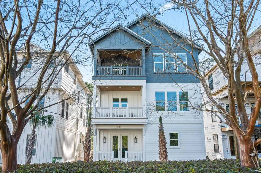 Motivated seller. Bring Offers. Beautiful new construction 4 bd 4.5 bath home in the gated community of Treetop. Treetop offers the unique ability to exit straight onto Hwy 98 or exit to the South into Seacrest and onto Hwy 30A. 3 stories = no problem as this home is inclusive of an ELEVATOR! 1st floor includes gorgeous kitchen, family room, and powder bath. 2nd floor includes master suite with freestanding tub and balcony,plus 2 additional ensuite bedrooms. 3rd floor includes 2nd master suite with balcony and large 2nd family room plus game area. Beautifully appointed deco walls throughout the home to customize spaces. Fully Furnished/rental program with Sundial Properties.  Construction complete 202