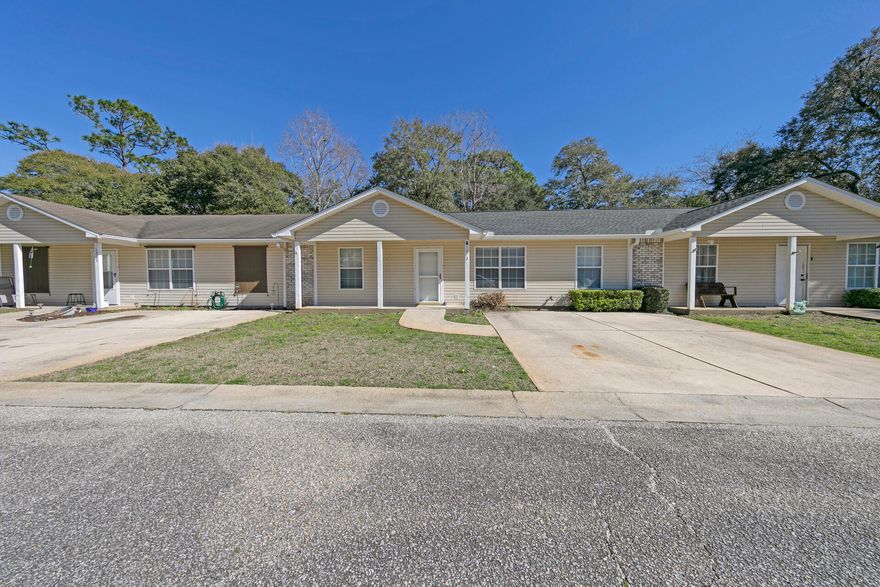 Affordable and practical. Everything about this 3BR 2BA one story townhome makes sense. Located in a quiet neighborhood conveniently close to Eglin (6 mi) and Hurlburt AFB (5 mi) in an area away from all the traffic. Enjoy open living space with a split bedroom floor plan that includes a bonus room for office, workout room or storage. Beautiful wood floors in the living room and tile floors in kitchen and bathrooms. Carpet in all the bedrooms with each room having its own walk-in closet. Additional features of the interior include built-in bookcase, breakfast bar and pantry in kitchen, laundry room with ample storage. New roof and fence in December 2022! Wonderful investment as this home can function as a great rental or even better starter home. This will not last long at this price.
