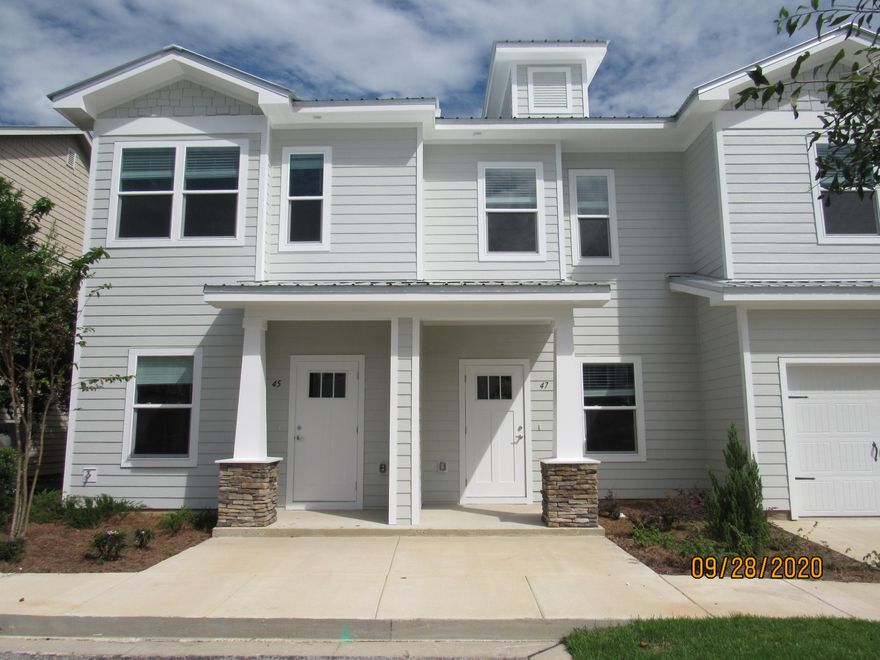 This beautifully updated 2-bedroom, 2.5-bath townhouse offers modern comfort, thoughtful upgrades, and access to a refreshing community pool. Ideally situated across the street from an elementary school, just down the road from a Publix shopping center, and only a short, easy drive to the sugar-white beaches and emerald waters of 30A/SOWAL, this home combines convenience and coastal living.Inside, you'll find neutral tones and easy-to-maintain flooring throughout--no carpet! The open first-floor layout features a spacious living room with a cozy nook, an eat-in kitchen with a breakfast bar, stunning countertops, ample cabinet and counter space, stainless steel appliances (including a flat cooktop stove), and a stylish backsplash. A convenient half bath with a pedestal sink and a screened-in back porch perfect for relaxing completes the main level.

Upstairs, both bedrooms are generously sized and each includes its own private full bathroom. The laundry areawith washer and dryer providedis also located upstairs for added convenience. Additional storage is available throughout the home.

Pool care, lawn care, and garbage service are included in the rent. Pets may be considered on a case-by-case basis with prior owner approval and a non-refundable pet fee. No smoking permitted.