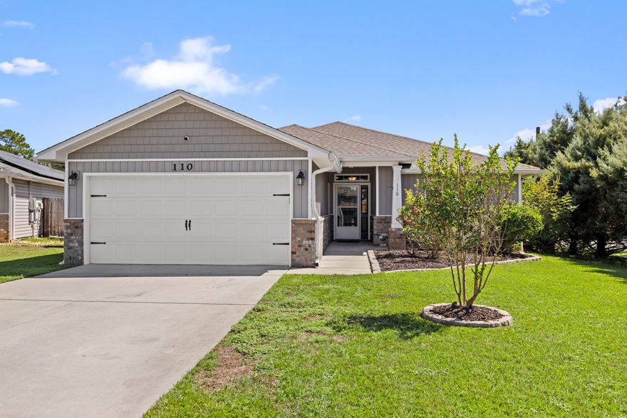 5.75% assumable VA loan w/ current balance of $303,532.Beautiful 4 bedroom, 2 bath home nestled on a corner lot in South Crestview! RECENTLY PAINTED MAIN AREAS OF HOME IN A NEUTRAL AESTHETIC WHITE. Open floor plan w/ tile floors, and soaring cathedral ceilings throughout the main living spaces! Modern kitchen showcases stainless steel appliances, rich espresso shaker cabinetry, an island, and a breakfast bar. Spacious primary bedroom complete w/ en-suite bathroom; boasting double sink vanity, garden tub/shower combo, water closet, and a huge walk-in closet!Split bedroom floor plan with 3 additional bedrooms, and a full bath w/ shower/tub combo.Large privacy fenced backyard w/ covered porch. Wifi sprinkler system. This wonderful home comes complete with a 2-car attached garage. Current termite bond, and property survey. 
Easy commute to 7th Special Forces Group, Duke Field, and Eglin AFB.