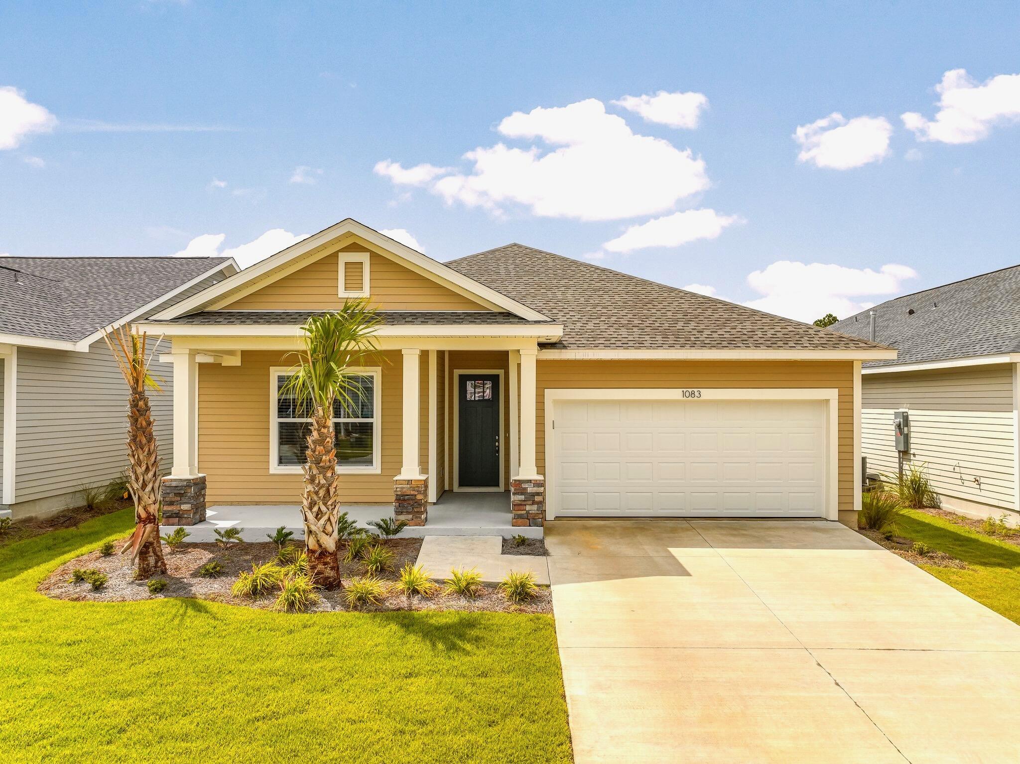 Great opportunity to own the popular, BRAND NEW Sand Dune floorplan by Samuel Taylor in the desirable Breakfast Point East community! This 3-bedroom + BONUS ROOM, 2-bathroom STEEL-FRAMED home (no longer available from the builder) is packed with upgrades and post-construction improvements. Sellers added fence, refrigerator, washer/dryer, window treatments, ceiling fans, and a security system! Additional features include LVP flooring, designer tile, upgraded trim, and a chef's kitchen with luxury cabinets, quartz countertops, a large island, and a walk-in pantry. The primary bath boasts a soaking tub AND shower. Backyard is fenced in and pool-ready! Breakfast Point is minutes from beaches, A-rated schools, restaurants, and more. Don't miss out!