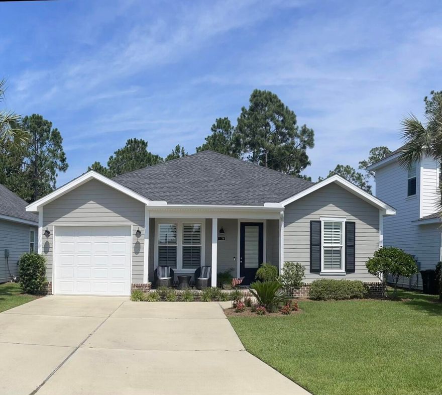 Located In Church Street Village. Community amenities include a sparkling pool, well equipped fitness center, spacious clubhouse, playground for kids, and a dog park. Don't worry about yard maintenance, The HOA takes care of it for you! Built by Huff Homes in 2018, This wonderful coastal cottage has been meticulously maintained! Situated on a perimeter lot with no neighbors behind you, this home features an open floor plan, two bedrooms plus an office/bonus room (large enough for bunks or a cabinet bed), 9' ceilings, 8' doors, crown molding in living & dining, Frigidaire Gallery appliances, custom plantation shutters throughout, and motorized shades on the fron