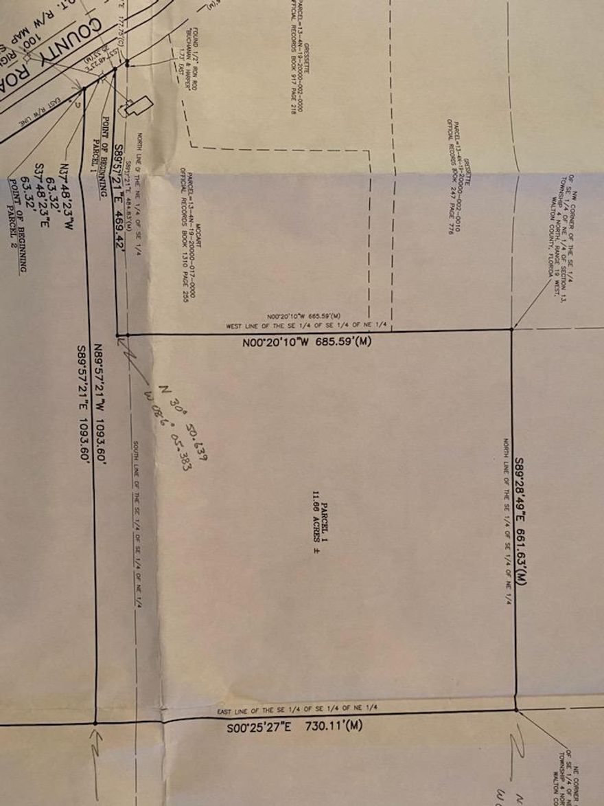 If you are looking for a place to build your forever home or weekend getaway with total privacy then this is your chance!!  This 12.53 acre parcel located in North Walton county is a flag parcel with a 60 ft. strip for you to construct your long driveway that leads to total seclusion! Deer and squirrels are abundant on property.  There is a branch or stream that runs through this property.  Homesite is located in some planted pines that are 25-30 years old.