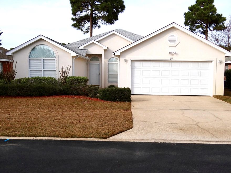 Well maintained home in the Bayside subdivision in Miramar Beach. Three bedroom, 2 bath split master plan, with separate dining area, breakfast nook and breakfast bar. The master sports two large closets, trey ceiling, new carpet and large master bath area with double vanities separate tub and shower. Storm door on front door, the foyer, dining and living area have high ceilings, the two bedrooms have new carpet and a cathedral ceiling in one of the guest bedrooms. Large enclosed Florida room with tile accents and windows. Six foot privacy fence in back yard, sprinkler system and the home in on a termite bond. The garage is also vented with a/c. This home will not last long.