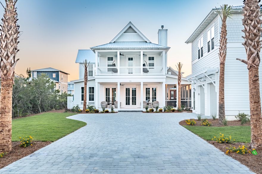 Remarkable new construction in Seacrest! This high end luxury home with carriage house and deeded beach access offers 2 floors of superb and well-designed living space to accommodate numerous family and friends. The main living area is on the 1st floor and features abundant open space, European oak floors, gas fireplace, beautiful lighting, a separate dining room and French doors that lead to an expansive screened in porch with cozy seating and a fireplace! The gourmet kitchen is equipped with Thermador stainless steel appliances, including a 6 burner gas stove, a huge island with breakfast bar that seats six, quartz countertops, plentiful