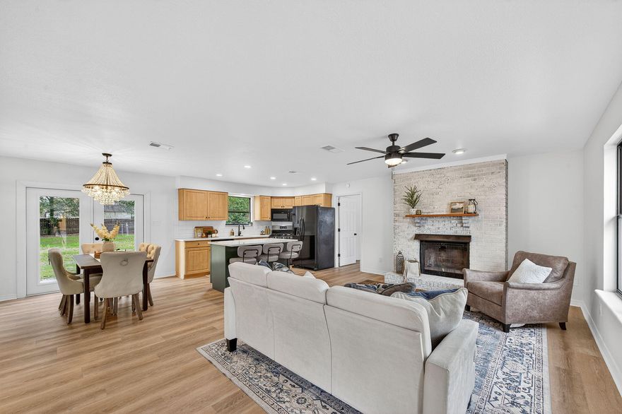 Roof 2021 | HVAC 2018 | Water Heater 2022 
Fully renovated brick home with major systems already updated, so you can move in without the stress.

Fridge is currently being replaced with one that fits the space better!

Inside: LVP flooring throughout, quartz countertops, center island, open floor plan, fresh paint, and no popcorn ceilings. Natural light fills the main living areas, and the brick fireplace anchors the space with warmth.

Primary suite includes a walk-in closet and private en-suite bath.

Large bonus room gives flexibility for office, gym, playroom, or second living space.

Oversized backyard with detached storage shed/workshop.

Storm-ready with hurricane roof clips, gable bracing, and metal hurricane shutters.

Smart updates done for you with 2026 fridge, 2023 gas stove, and 2020 dishwasher. Plus, no HOA.

If you've been waiting for something updated, low-maintenance, and ready now, this is it.