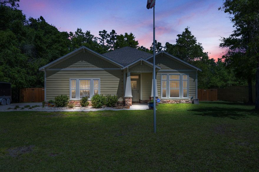 This gem of a home will not last long.  This cute home has laminate flooring in main living areas and master, tile in wet areas, large fenced in back yard and washer & dryer convey!  The lot is over half an acre and NO HOA.  The kitchen has a breakfast bar overlooking the living room.  To add to the charm of this home is a side entry garage and a serene back yard.  Drapes in front bedroom and large flagstone in flower beds do not convey.