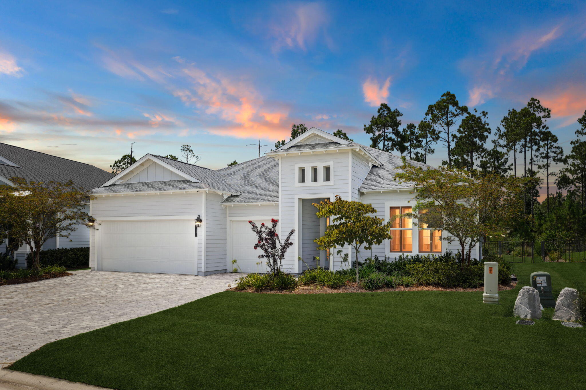 Tucked away on a quiet cul-de-sac in the exclusive, gated community of NatureWalk at Watersound Origins, this beautiful coastal one-story home offers effortless living in one of South Walton's most desirable neighborhoods. With 3 spacious bedrooms, 3 full bathrooms, a private den, and a rare 3-car garage, this home blends luxury with livability in every detail.Key Interior Features:* Open-concept dining and living area--ideal for entertaining or relaxing with family* Folding glass doors connect the great room to the screened lanai, creating seamless indoor-outdoor living* Chef's kitchen with modern finishes flows into the heart of the home* Primary suite features a spa-like bath with a large soaking tub, glass-enclosed shower, and elegant his-and-her vanities* Private den
Outdoor Living & Lot:
* Lanai opens to a lushly landscaped backyard, offering a tranquil setting for morning coffee or evening gatherings
* Located on a quiet cul-de-sac, providing added privacy and minimal traffic
* 3-car garage with ample room for beach gear, golf cart, or storage
Resort-Style Amenities Just Steps Away:
NatureWalk at Watersound Origins offers a lifestyle like no other with top-tier amenities:
* Pickleball and tennis courts
* Resort style pool, fitness center, and playground
* Scenic walking and biking trails through natural Florida landscapes
* Par 3 golf course, perfect for a quick round or sharpening your short game
* Just minutes to Publix, Starbucks, restaurants, shopping, and the white sand beaches of 30A
With no short term rentals permitted in the neighborhood, 43 Tamoka Ct delivers peaceful elegance, modern functionality, and unbeatable location in a community designed for active, coastal living.