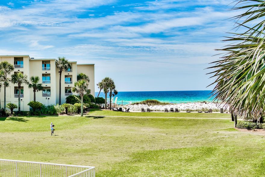 Gulf Views! Quick 1 Minute walk to BEACH & 30 seconds to Pool! If you enjoy spending time outdoors this large balcony is just for you!  Enough room for outdoor dining and additional seating. Silver Dunes is a low density resort and is not overcrowded! Beach Hut is now serving food and drinks (Beer too!)  Condo just had $20K in updates: Furniture, Paint, Lighting and Quartz Kitchen Counters. EXPEREINCE THE BEST OF DESTIN! A TRUE HIDDEN GEM! The resort of Silver Dunes HAS IT ALL! UNCROWDED BEACH, game room, tennis, GATED (Security guard during Season), pool is BEACHSIDE, BBQ grills, LOW DENSITY, Fitness Center, Ice Machines, Take One/Leave One Program for beach floats, sand toys, etc., planned summer activities and one storage locker right near the beach is INCLUDED!