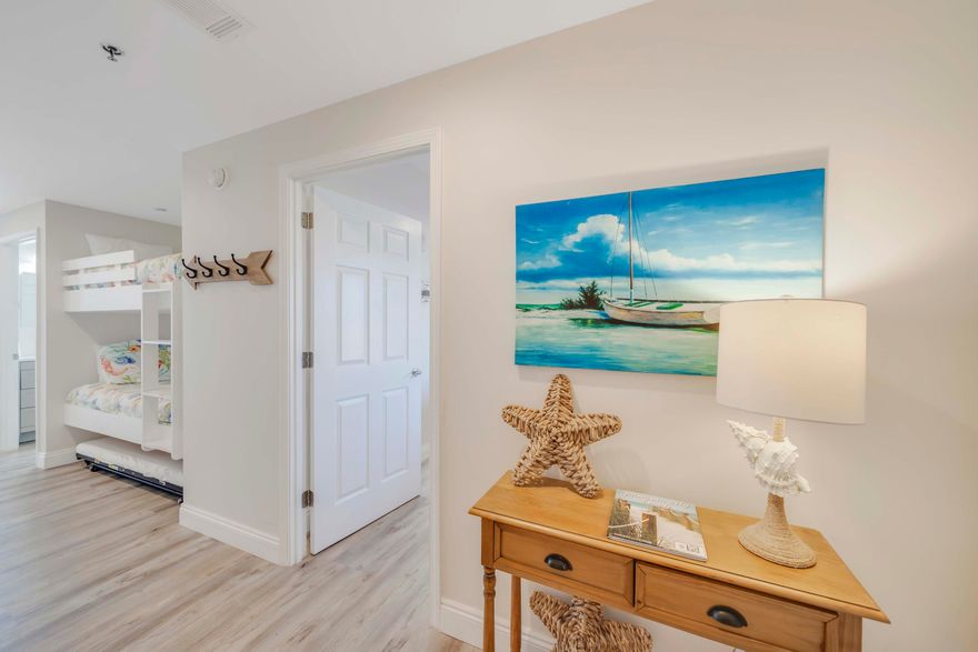 COMPLETELY RENOVATED AND LOW FLOOR condo now available at Splash! This desirable 4th floor was renovated from top to bottom in 2023! New floors, new cabinets, new walk-in showers, new appliances and more! Hot water heater and washer & dryer replaced last year... so everything is all done for you - just bring your swim suit and be ready to relax! Offered fully furnished and turnkey ready for your next rental investment! This perfect location on the 4th floor allows you to take advantage of the gorgeous beach and sunset views, but still a low floor if you don't want to worry about an elevator. This one bedroom WITH BUNK has 2 full baths and sleeps 6, making it an ideal condominium rental. The inviting coastal decor welcomes you for fun and frolicking or relaxing and unwinding on the the beautiful white sandy beaches. Splash is a true resort on the beach, with over 400 feet of gulf frontage! Come enjoy the fabulous amenities Splash has to offer including the popular kids waterpark with a lazy river, splash pads, a water bucket playground, 2 pools (one heated in winter!), jacuzzi, a beach bar and grill, snack and coffee shop, BBQ grills to grill on your own, state-of-the-art fitness center, and right next to Alvins Island Beach Shop for anything else you may need at the beach! Parking is never an issue, lots of parking spaces and just a short walk over to your COVERED parking garage. Enjoy your amazing location on the west end of beautiful Panama City Beach, the perfect spot just between 30A and Pier Park to take advantage of all the shopping, dining, activities and entertainment opportunities. Call today to make this your new investment rental or new home at the beach!