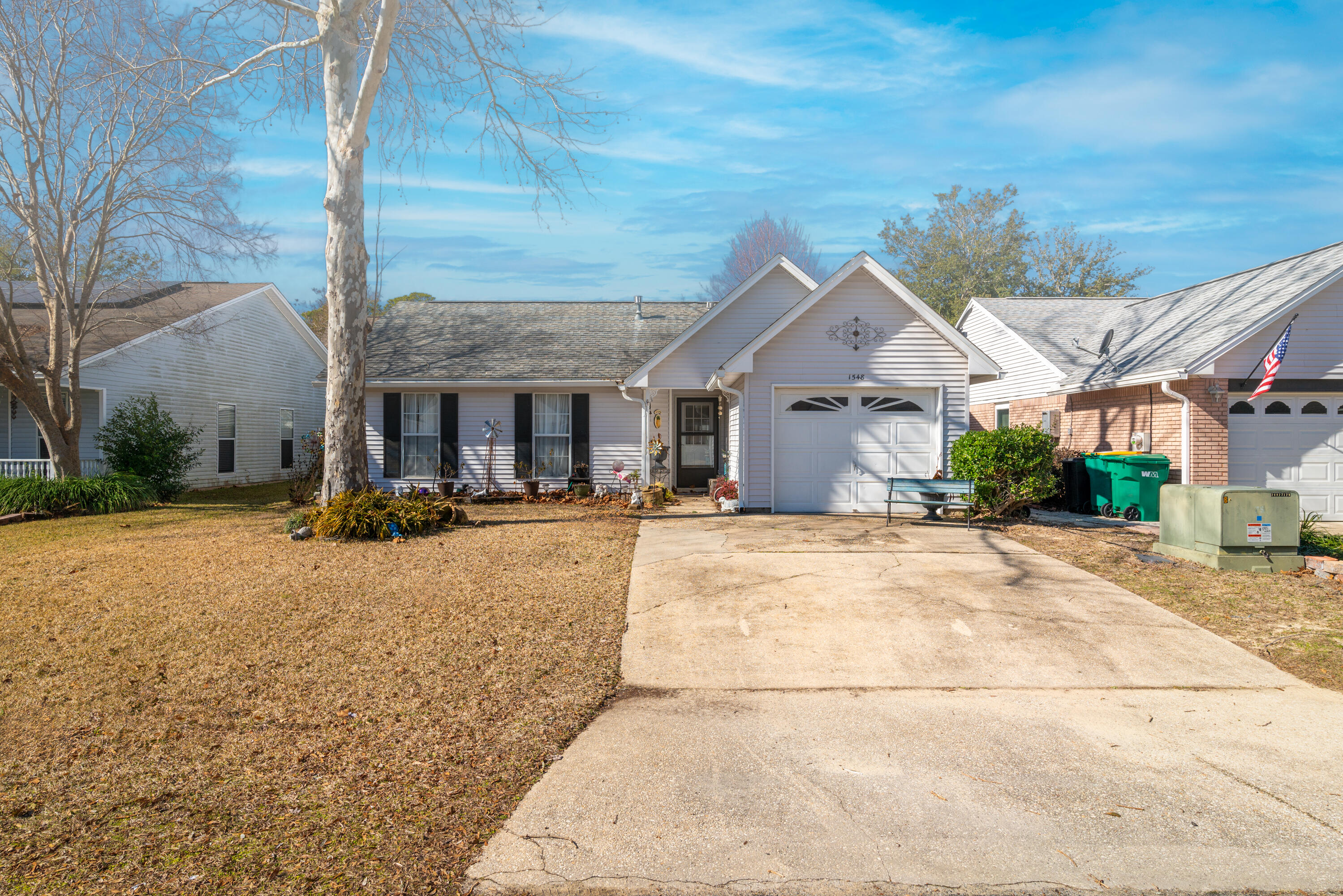 Welcome to your charming retreat in Blue Pine Village, just inside the picturesque Blue Water Bay of Niceville, Florida! This delightful cottage-style home, built in 1991, invites you with its cozy ambiance and modern comforts. Boasting 3 bedrooms, 2 baths, and a convenient one-car garage, this residence is the epitome of comfort and convenience.As you step inside, you'll be greeted by a warm and inviting interior. The living spaces are thoughtfully designed, creating a perfect blend of functionality and style. Enjoy the tranquility of your kitchen, dining and living space. All 3 bedrooms are located on one end of the home.One of the highlights of this home is the privacy-fenced backyard, offering a serene oasis for relaxation and entertainment.