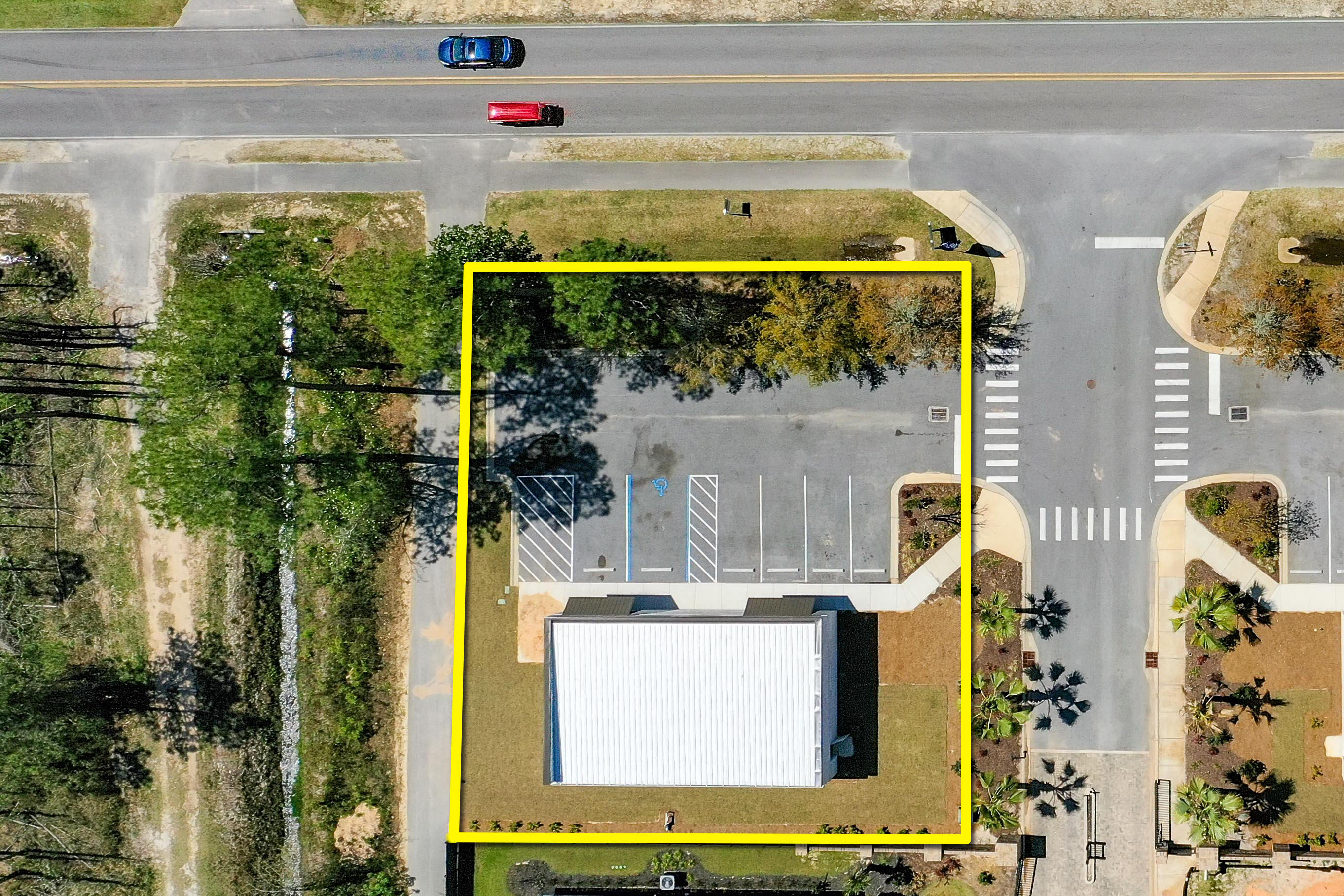 Prime freestanding building South of Highway 98 in Santa Rosa Beach Florida located just over one mile North from Scenic 30A on Thompson Road. Measuring approximately 1,887 square feet, the dimensions of the building are 37' in depth and 51' in width and its lot measures approximately 100' x 105', which accommodates (6) parking spaces. This is one of two outparcel buildings offered for sale flanking the entrance to Lakeview S/D; however, there are no Association dues applicable. The zoning through Walton County is known as Small Neighborhood. Please note the list of prohibited uses uploaded to this listing. Please inquire for further details and to schedule your private showing.