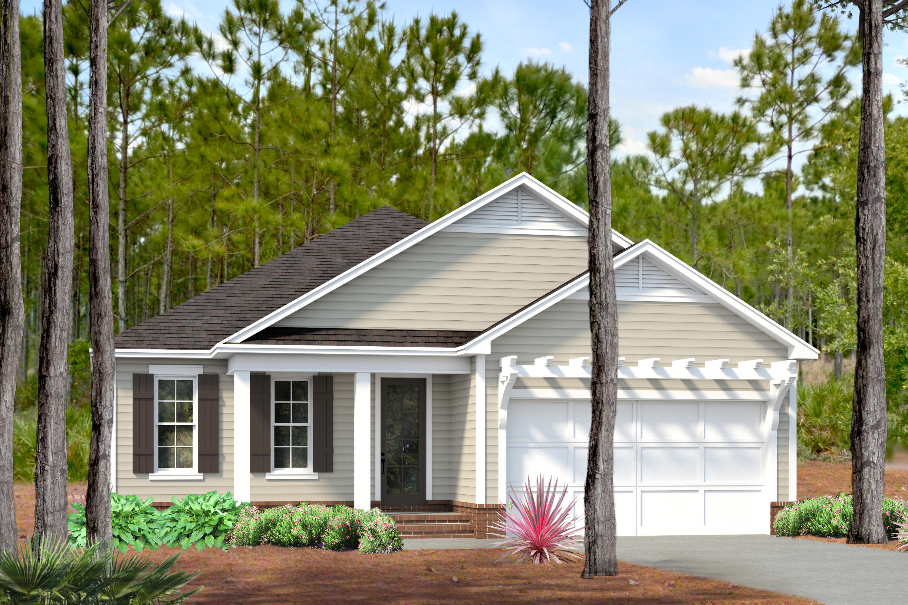 Introducing the Longleaf Park neighborhood in the Watersound Origins community! The Bella plan is a single-level home, has 3 bedrooms and 2 baths with a 2-car garage. This spec home is an expanded version of the Bella plan along with an extended rear porch and is situated on a lot backing up to trees/ common area. It is expected to be complete Sept. 2023. This open-concept floor plan includes 10' ceilings with 8' raised panel interior doors and luxury vinyl plank flooring throughout. More quality interior features include quartz kitchen and bathroom countertops, stainless steel appliances, tiled kitchen backsplash, wood cabinetry with soft-close features, crown molding, tiled shower in all full bathrooms, ceilings fans and recessed can lighting throughout. Enjoy peaceful outdoor time on
