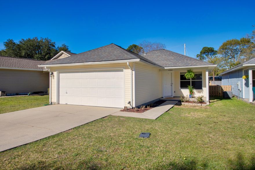 Why settle, when you can have it all? Welcome to 2763 Bay Club Drive, where affordability meets resort-style living! This 3 bed 2 bath 1,380 sq. ft. home is a rare gem in today's market; offering the kind of amenities competing homes can't, all for under $300,000. Inside, you'll find updated LVP flooring, new interior paint, and a recent HVAC, water heater, and roof- making this home move-in ready. The kitchen contains mostly updated appliances, and the carpets have been professionally cleaned in bedrooms ensuring a fresh start whether you're a first-time buyer or looking to downsize into easy living. But the real value? The community. This home is located in a resort-style HOA that offers pickle-ball courts for late night competition, a private community pool, deeded dock access to the Bay, a fenced in dog park, and overall sense of a tropical village lifestyle. If that was not enough, consider the lawncare and irrigation of your property fully taken care of from the side and front yards to the road. This is the true put your feet up and relax property, at a price point that is welcoming and obtainable. Schedule your showing today! 