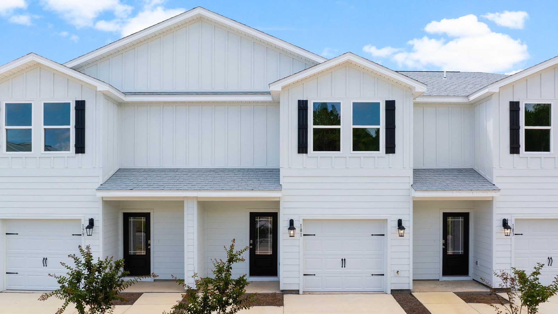 Welcome to 30 Rudder Lane at Genoa Landing Townhomes in Freeport Florida. This is an interior unit that is located in a four unit building that is under construction. As you enter this townhome you will find a hall with EVP flooring that leads to an open-concept kitchen, living, and dining area, designed for entertaining and everyday living. From the dining area you will have access to the back patio and there is window that will illuminate the living area with natural light. The kitchen serves as the culinary center with its spacious center island and cabinetry for storage as well as a pantry. The kitchen has been appointed with stainless appliances including a stove, microwave and dishwasher and granite countertops From the heart of the home on the main level, continue to the second level where you will find carpet on the stairs, upstairs hall and each bedroom. The primary bedroom has a generous size closet and a private bath with shower, dual sink vanity, and ample linen storage space. The additional bedrooms share a hall bath with shower tub combo, creating a comfortable space for family or guests. You will also have a laundry area on the second level with space for a full-size washer and dryer. Each townhome comes with the Smart Home Technology Package, featuring a Qolsys IQ touch panel for thermostat and lighting control, ensuring security and convenience with a keyless KwikSet deadbolt.
For more information on this townhome, contact a D.R. Horton Sales Representative.