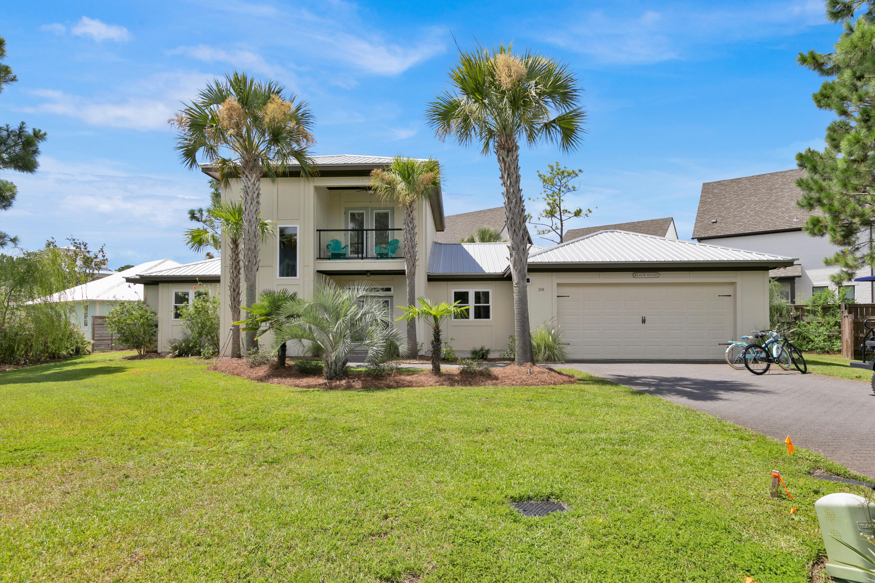 Welcome to 38 Basswood Drive, an exquisite residence in the heart of Santa Rosa Beach, FL, south of 30A, where elegance and modern comfort converge. This professionally designed home by Design and Dwell Homes invites you to experience refined living within its 2,297 square feet of thoughtfully curated space.Upon entering, you'll be captivated by the open kitchen, adorned with Energy Star stainless steel appliances, a breakfast bar, and a windowed kitchen that bathes the space in natural light. The living areas boast high ceilings and crown moulding, illuminated by elegant chandeliers and recessed lighting, creating a sophisticated ambiance. The primary ensuite is a sanctuary of luxury, featuring a double sink bathroom, a separate shower, and a jacuzzi tub. Each of the three bedrooms offers ample space, with the primary suite showcasing a walk-in closet. The windowed bathrooms add a touch of serenity to your daily routine.

Step outside to your private patio and fenced backyard, perfect for entertaining with a barbecue area. The attached garage and guest parking offer convenience, while the communal pool and electric gate enhance your lifestyle. 