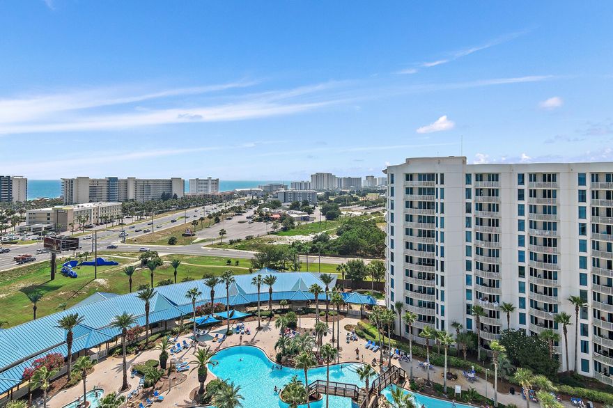 The best views can be found from this 12th floor, penthouse, at the desired Palms of Destin!  The unit comes fully furnished and rental-ready!  The kitchen boasts granite countertops and maple cabinetry. The master bedroom features a king bed with balcony access that overlooks the tropical pool deck with Gulf views!  The second bedroom has a trundle bed plus a washer and dryer!  Situated on over 10 acres in the heart of Destin, you will love the well-manicured landscaping featuring over 240+ palm trees, waterfalls, and multiple pools!! Palms is an excellent investment, second home or primary residence. With this resort, you can park and relax, without ever having to drive while on vacation. There is an onsite restaurant and coffee bar plus a seasonal shuttle that runs to multiple attractions. HOA fees cover all utilities-electric, water, trash, wifi and cable!!

During the day you are sure to enjoy the exterior features of the 11,000 sq ft lagoon pool, w/ waterfalls and bridges within the 2 acre ''oasis''. The children's pool and interactive splash fountain will provide hours of enjoyment while the parents enjoy a swim, or lounging with a drink from the on site restaurant and coffee shop. The Palms also features a new state of the art fitness center, pickle ball (indoor and outdoor), tennis and basketball court, seasonal shuttle and a new outdoor grilling area! Look no further as The Palms Resort and Conference center is a resort with amenities hard to beat! The Palms also has electric car charging stations!! Then in the evening, you will find yourself on the balcony enjoying the breathtaking sunsets! Call your favorite agent for a showing today!
While we believe all information to be accurate, buyer to verify all information including dimensions.
