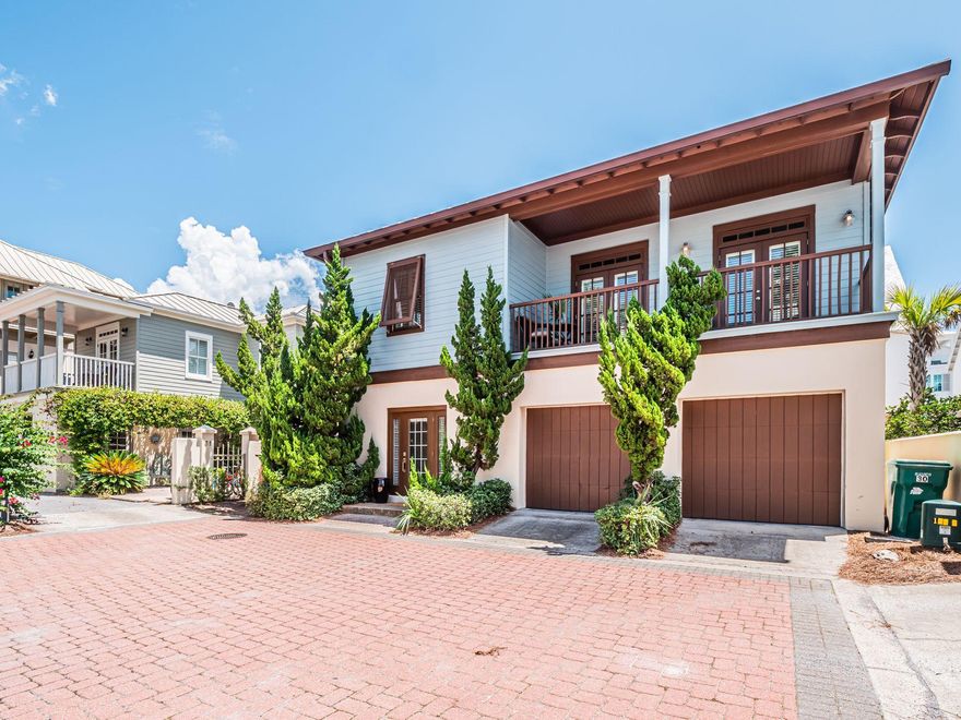 Within the coveted community of Sunset Beach, a gated gulf-front enclave south of 30A located between Rosemary Beach and Alys Beach, this 2 bedroom home is a rare treasure. A short walk down a cobblestone lane, lined by grand palms leads to the gulf-front pool and sparkling gulf waters. The welcoming foyer on the 1st floor leads to a first floor guest bedroom with 2 double beds and a private outdoor oasis. The second floor hosts the light-filled kitchen and living area. The large covered balcony is a wonderful spot to watch sunsets to the west at the end of a full day. The owner's suite is also on this level along with the stackable washer/dryer unit and owner's storage closet.