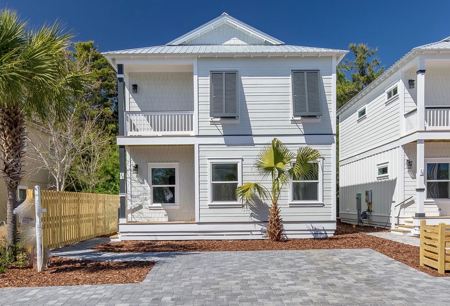Brand New home 4 bedroom, 3 bathroom home located in Blue Mountain Beach south of 30A just steps away from biking and walk path and beach access. Built to the latest standards, upgrades include, impact windows and doors, metal roof, separate A/C units for each floor, paver driveway, outdoor shower, tankless water heater and more. Design upgrades include shiplap walls, luxury vinyl floors, quartzite counter tops, upgraded cabinets with glass doors, stainless appliances, gas cooking, stainless vent hood, titled showers, rimless glass shower enclosure in master bath and more. A rare find with upgrades, finishes location and price, this home is sure to please.