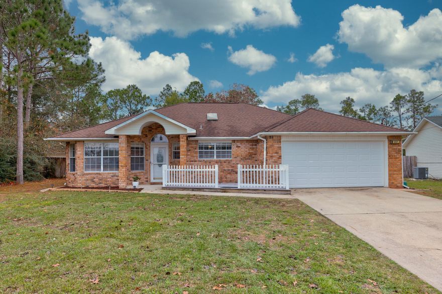 Charming 3/2 on a flat, Half-Acre lot in South Crestview minutes from 7th Grp/Duke and Eglin AFB. Beautiful 3 bedroom / 2 bath located within minutes of Eglin AFB. There is plenty of room in the kitchen for entertaining with a large island and stainless steel appliances. The living room features high vaulted ceilings and plenty of space! The master bedroom has the best of both worlds with double vanities and double walk in closets! Feel what it's like to be a true Floridian with a Florida room that opens to a screened in gazebo. Need extra storage? There is also a bonus garage located on the side of the property. You don't want to miss the opportunity to see this gorgeous home in person! *Gazebo is AS-IS* Washer and Dryer convey but also as-is. Garage door is brand new, new ceiling fans