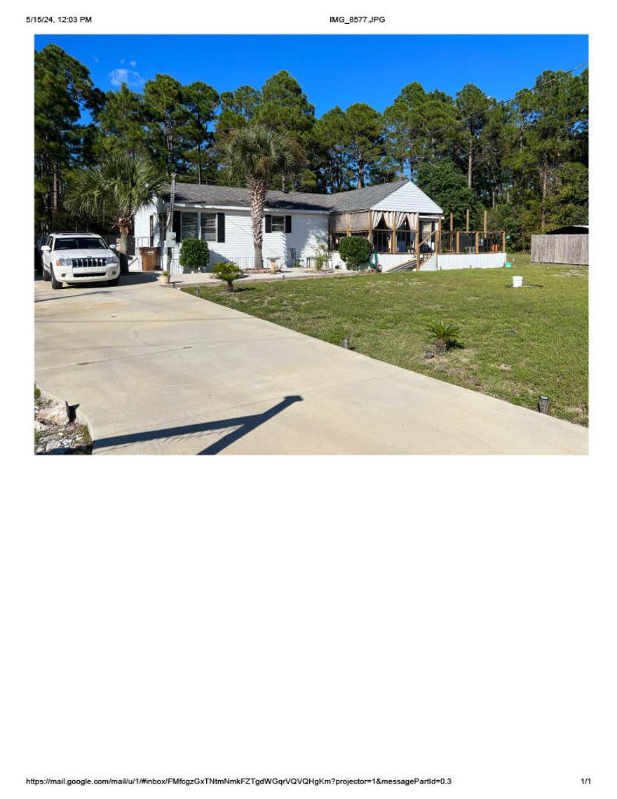 Motivated Seller! Delightful home in East Navarre!!! This home is at the end of a cul-de-sac, and it is PEACFUL. It is three-bedroom two bath with a split floorplan with a new HVAC unit to keep your new home cool. You will love the large outdoor patio with covered deck and plenty space for family gatherings. There is also an above ground pool in the private backyard talk about summer fun!!! You don't want to miss out on this lovely home so close to the beautiful Navarre beach.