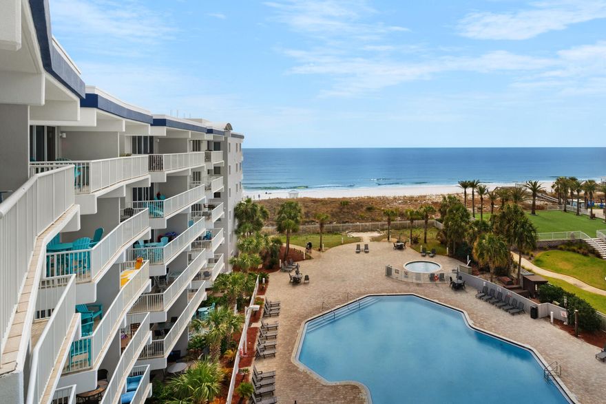 Experience breathtaking Gulf-front living in this top-floor, recently renovated 2-bedroom + bunk room, 2-bath condo at Destin West Beach & Bay Resort. Offering unobstructed views of the Gulf, the resort's Gulf-side pool, and the beautiful Choctawhatchee Bay, this residence is the ultimate coastal retreat.Step inside and be greeted by a bright, open living space with fresh, modern finishes. Recent renovations include new flooring, contemporary lighting, updated plumbing fixtures, stylish furniture, and beach-inspired decor, creating the perfect balance of comfort and elegance. The chef's kitchen features granite countertops, stainless steel appliances, a breakfast bar, and all the essentials needed for cooking at home.This spacious condo comfortably sleeps eight guests........ This spacious condo comfortably sleeps eight guests with a king-size bed in both the master and guest bedroom, a bunk area for two, and a queen sleeper sofa with a plush memory foam mattress. The primary suite boasts Gulf views, balcony access, and a private en-suite bathroom with both a soaking tub and shower. The second full bath features a large walk-in shower.
Step onto your expansive 200-square-foot private balcony, furnished with all-new Trex outdoor seating, and soak in the unparalleled Gulf views. Whether enjoying morning coffee or sunset cocktails, this is the perfect spot to relax and take in the coastal breeze.
As part of the highly sought-after Destin West Beach & Bay Resort, you'll enjoy exclusive access to seven pools, including a Gulfside pool, a heated pool, and hot tub, plus the Bayside's 700-foot lazy river, waterfall pool, and multiple hot tubs. Other resort perks include a state-of-the-art fitness center, barbecue grills, picnic areas, and direct beach access.
Located in the heart of Okaloosa Island, this condo is just a short walk to some of the area's top restaurants, including The Crab Trap, Rockin' Tacos, and Old Bay Steamer. Family-friendly attractions like the Gulfarium Marine Adventure Park are just steps away, and Destin's HarborWalk Village is a short drive down the coast.
Don't miss this rare opportunity to own a fully renovated, top-floor Gulf-front condo in one of the area's most desirable resorts. Whether you're looking for a personal beach retreat or an incredible investment property generating over $75k in revenue annually, this one has it all.

