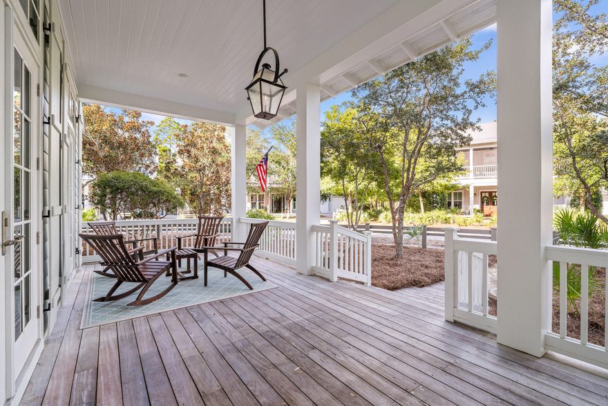 Located in the sought-after community of WaterColor, this spacious three-bedroom, 3 full bath plus 2 half bath home with a bunk room boasts a bright and open floor plan with soaring 12-foot ceilings on the first floor, designed for comfortable coastal living. The main level features a primary suite, kitchen, living and dining areas, a butler's pantry, and a laundry room. The kitchen is equipped with a gas cooktop, double ovens, and a built-in refrigerator, while the butler's pantry offers a second refrigerator, wine fridge, microwave and ample storage. Upstairs, you'll find two guest bedrooms--each with a private bath--a bunk room with four built-in bunks, a half bath, and a large media room complete with built-in desk, shelving, and a sink. This additional living space is perfect for entertaining or hosting extra guests. Set on a large, oversized corner lot, the outdoor space includes a full-sized garage, a fireplace for added privacy, and the potential for a poolall surrounded by charming pavers and multiple covered porches perfect for relaxing or entertaining. As part of the amenity-rich WaterColor community, homeowners and guests enjoy exclusive access to the private WaterColor Beach Club, Camp WaterColor, tennis and pickleball courts, multiple community pools, and miles of scenic bike and walking trails. With generous porch space for enjoying the outdoors, this home offers the ideal setup for laid-back coastal living on 30A