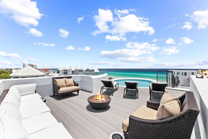 One of the most iconic and unique homes on 30a, ''The Sand Castle,'' an all steel and concrete build in 2019, was further updated and interiors renovated in 2024-2025, including designer furnishings, bespoke fixtures, and custom tile. With forever Gulf views and a rooftop private pool and entertaining area, The Sand Castle is perfect for entertaining friends and family. Perfectly situated close to Seaside in gorgeous Seagrove Beach, it takes one minute to walk to the beach, and some of the best dining on 30a is a short stroll away. The home breaks the mold for 30a delivering an extraordinary architectural design not usually found in our area.
