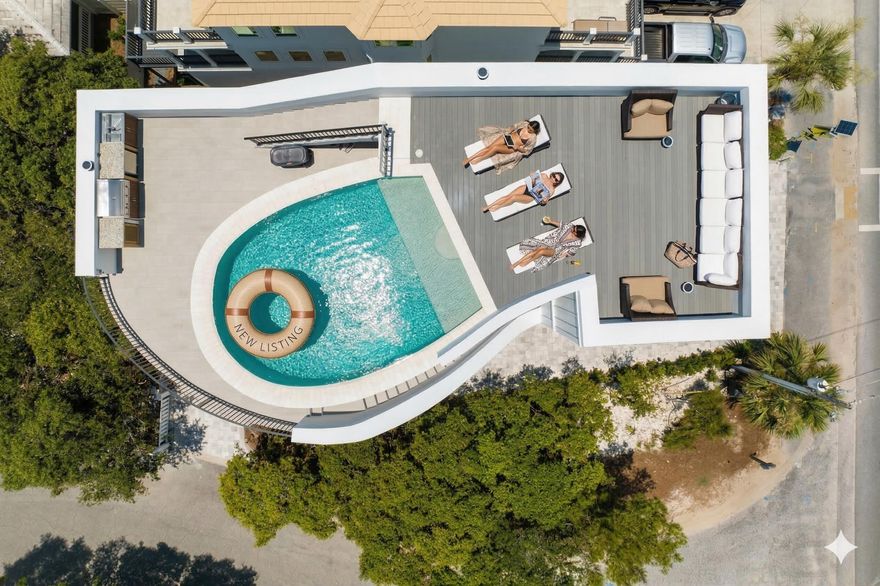 One of the most iconic and unique homes on 30a, ''The Sand Castle,'' an all steel and concrete build in 2019, was further updated and interiors renovated in 2024-2025, including designer furnishings, bespoke fixtures, and custom tile. With forever Gulf views and a rooftop private pool and entertaining area, The Sand Castle is perfect for entertaining friends and family. Perfectly situated close to Seaside in gorgeous Seagrove Beach, it takes one minute to walk to the beach, and some of the best dining on 30a is a short stroll away. The home breaks the mold for 30a delivering an extraordinary architectural design not usually found in our area.