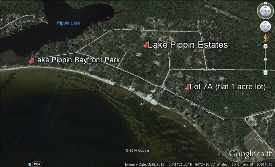Build your DREAM HOME on this flat, 1-acre bay-view lot filled with gorgeous trees. This amazing lot is across the street from the bay toward the end of a quiet street. Just a short walk down the street is Lake Pippin Park. This community park offers a picnic area, a multi-level deck overlooking Choctawhatchee Bay and access to the private Lake Pippin beach on the bay. Here you can enjoy swimming, fishing or just relaxing while watching the stunning sunsets over the bay. Lake Pippin is just 2 miles from the Mid-Bay Connector road so you are only minutes from both Destin and Niceville yet you will feel like you are living the good life in the country! There are not any lots like this left in the Niceville area....hurry and make this one yours so you can build your dream home!
