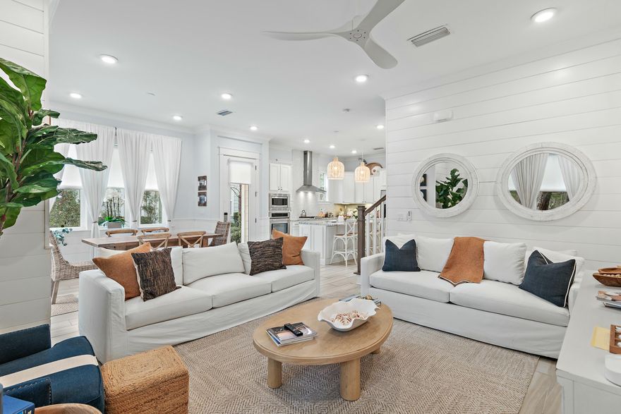 This beautifully upgraded coastal chic three-bedroom, 2.5-bath beach house retreat is nestled in the sought-after Prominence North community along 30A. Offering a turn-key investment opportunity, the home features over $40K in upgrades for furniture and lighting. With expanded green space between the triplexes and a prime location bordering a protected state forest on the east side of 30A, this fully-furnished ''Bahamas'' plan is an ideal choice for short-term vacation rentals, a second home, or a primary residence. With over 1,679 square feet of thoughtfully designed living space, the home showcases elegant coastal decor, soaring 10-foot ceilings, a chef-inspired kitchen, and plenty of room for multi-generational family retreats.
