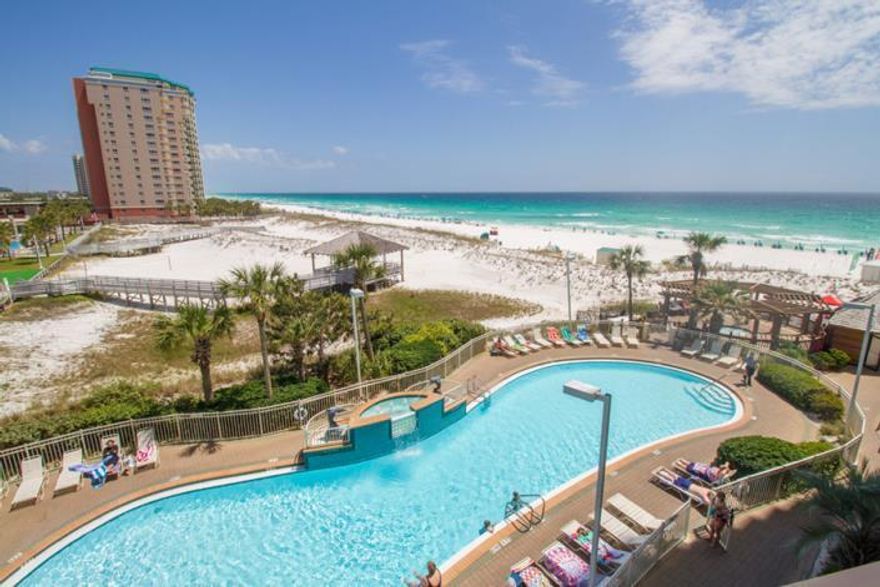 Highly Desirable 4th floor 12 stack unit at Pelican Beach Resort. Unit is managed by onsite rental company and grossed $53,161.59 in 2021.Huge balcony with access from both living and master bedroom. Unit does need some updating, everything conveys and is rental ready!