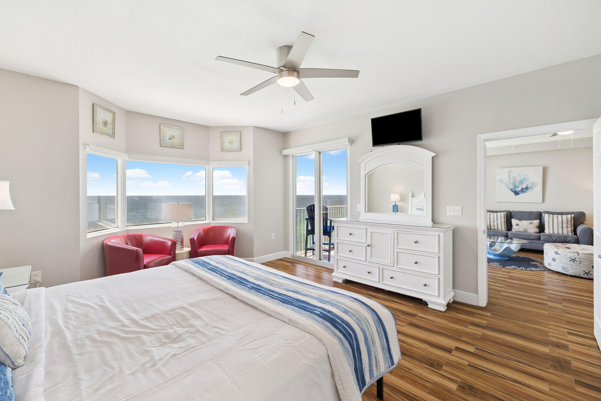 Step into refined coastal living with this fully renovated 2-bedroom, 2-bathroom residence at Tidewater Beach Resort. Spanning an impressive 1,593 square feet, this expansive condo features a highly sought-after open layout--perfect for both personal enjoyment and strong rental performance. Positioned mid-stack for optimal views, #1608 offers unobstructed panoramas of the Emerald Coast from a spacious Gulf-front balcony. Inside, the interior has been thoughtfully redesigned with tile throughout, a remodeled kitchen, and custom furnishings--delivering modern comfort and elevated style in every room. Tidewater Beach Resort stands out with exceptional amenities: two resort-style pools, indoor heated pool, fitness center with spa and sauna, movie theater, game room, on-site restaurant and tiki bar, and 24-hour security. With Pier Park just minutes away, your guests will enjoy effortless access to premier shopping, dining, and seasonal events.
Whether for investment (ask for rental numbers!) or a luxurious personal retreat, this condo checks all the boxes. Reach out today to schedule your private tour and explore the full potential of this high-performing beach property.