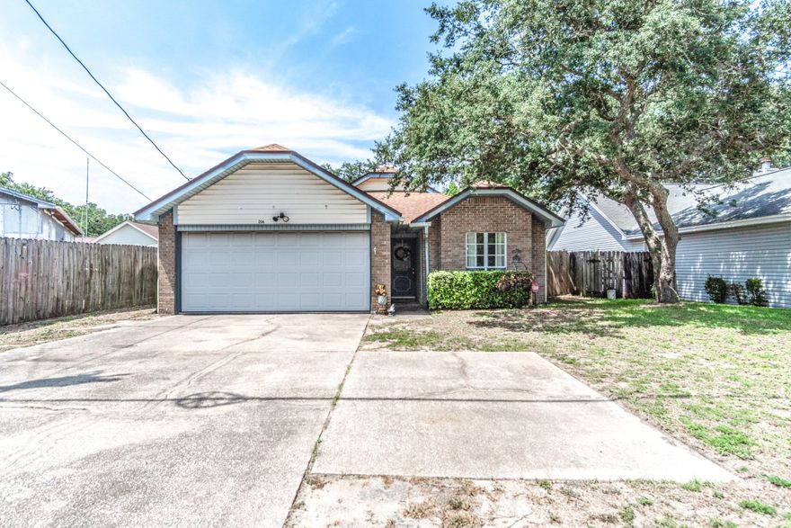 Take a look at this charming, well maintained, 3bed/2bath/2car garage home conveniently located in the heart of Fort Walton Beach. The home has recently received new wood look vinyl plank flooring throughout the main living areas, kitchen, and baths with new carpet in the bedrooms accented with a neutral paint scheme. The home features open concept dining area and living room with a wood burning fireplace. The kitchen is large with plenty of cabinets and ample counterspace. The master bedroom/suite is nice sized with a dressing area with dual vanities and ample closet space. The additional bedrooms are nice sized with ample closet space as well. The home is being offered with a 1 year home warranty for the buyers piece of mind.