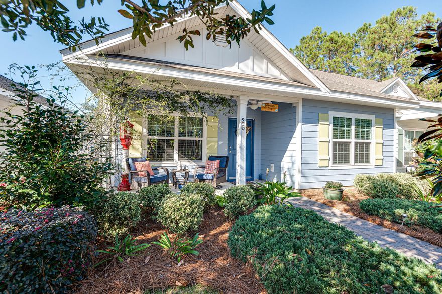 FOUR SIDED HARDIE PLANK 3/2 home with 2 car garage in Schooner Landing at Hammock Bay is across from all community amenities!  Excellent curb appeal and roomy front porch create the perfect spot for enjoying those beautiful mornings and evenings outside. The great room is the heart of this home with an open floor plan, upgraded light fixtures, large kitchen island, new backsplash and pantry. Separate guest area with two bedrooms and bath.  Spacious primary suite with separate garden tub, 5 foot shower, double vanity and large walk in closet.  Only a 1 minute walk to the General Store! HOA fee of $313/mo includes landscape package, basic cable, and all common amenities of Hammock Bay including 24/7 8,000 SF fitness facility; 3 swimming pool; owners' club with theatre & caterer's kitchen;