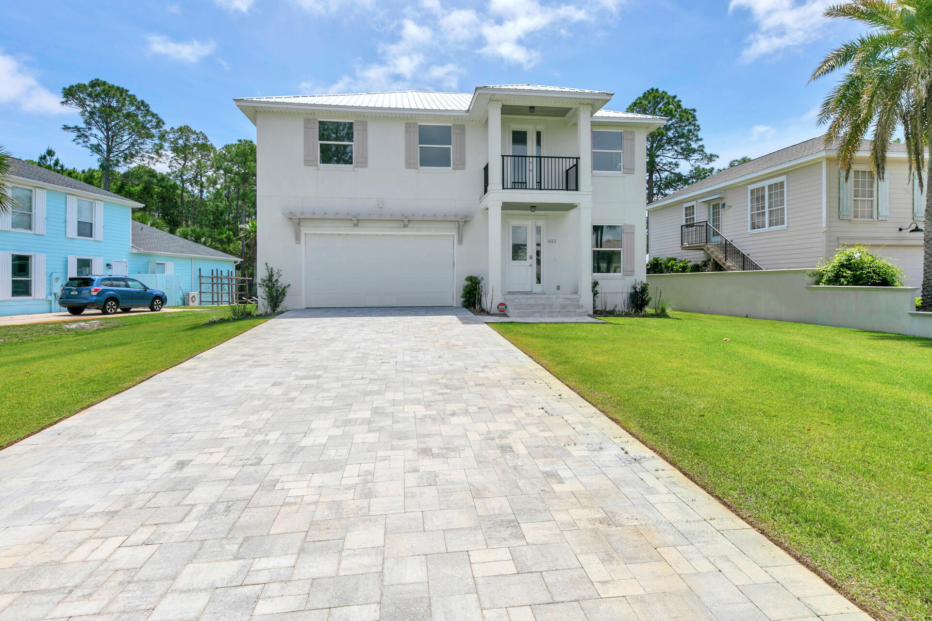 This exceptional custom home across from Choctawhatchee Bay on a generous .41 acres. You'll relish in the tranquility of this remarkable locale, all without the restrictions of HOA's. As you step into the heart of the home you notice an expansive open living space. Prepare to be amazed by the kitchen, a culinary dream brought to life. Beautiful quartz countertops take center stage, perfectly complemented by a subway tile backsplash that adds a touch of modernity. White matte shaker style cabinets provide ample space for kitchen storage. The magnificent 7' x 3' island in boasts a deep stainless-steel sink, crowned by three stunning glass pendant lights that evoke elegance. Appliances are a testament to quality, featuring electric stove, bespoke custom range hood, under counter microwave and quiet dishwasher. A large walk-in pantry lined with wood shelving is sure to impress. Stunning luxury vinyl and tile ensures convenience and sophistication throughout. The first floor features a spacious primary bedroom with oversized walk-in closet. The ensuite primary bathroom is a haven of luxury with a separate shower and freestanding tub, both elegantly adorned with complimenting tiles. Quartz countertops adorn dual sinks. First floor also offers conveniently located powder room and nice size storage closet. Functionality meets style in the well-appointed laundry room, complete with a utility sink. Upstairs you'll find three additional bedrooms and two bathrooms. One-bedroom features ensuite bath with dual sinks and spacious closet. A 24 x 18 flex room offers space for gaming or additional living area. Step outside on the balcony and watch the dolphin and osprey play. Every inch of this residence exudes luxury Embrace the lifestyle you've always envisioned schedule your walk through today and experience the pinnacle of refined living!